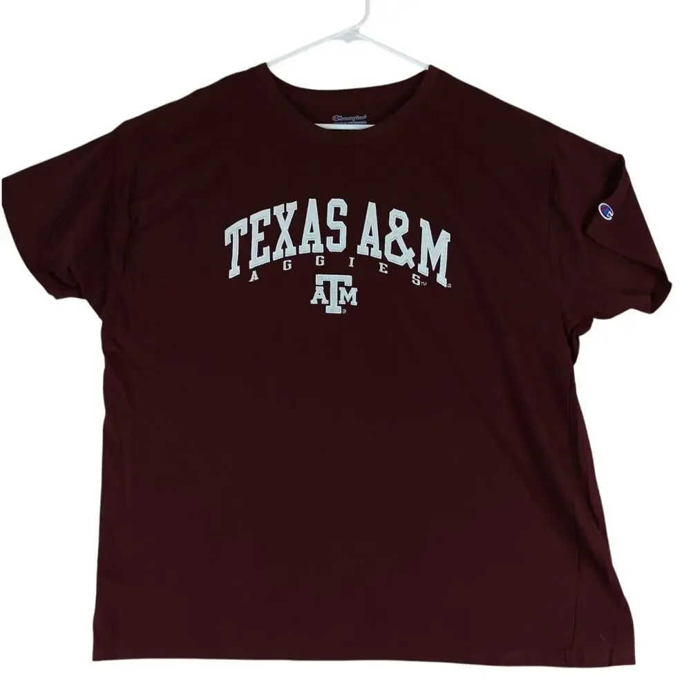 Champion Texas A&M T-Shirt Men's 2XL Maroon Red Logo Spellout Embroidered Preppy - Picture 2 of 12